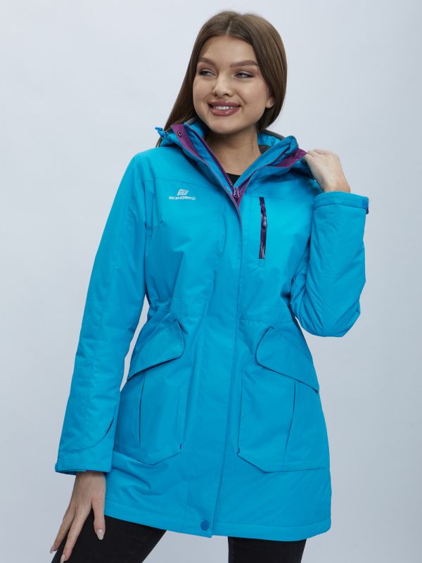 Women's blue hooded parka 551996S